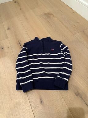 Vineyard vines size 6/7 Navy & White Striped Quarter-Zip Pullover